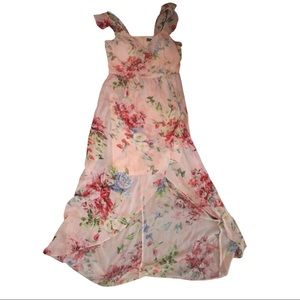 Asymmetric Pink floral guess dress size 12.